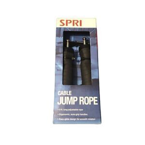 SPRI CABLE JUMP ROPE Adjustable 9 ft Covered Steel Cable Jump Rope, Black NEW